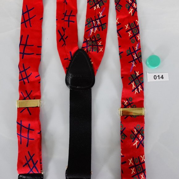 HARRY WELLS Suspender Mens Red‎ Clip on Adjustable Stretch Tic Tac Toe Y Back - Picture 6 of 6